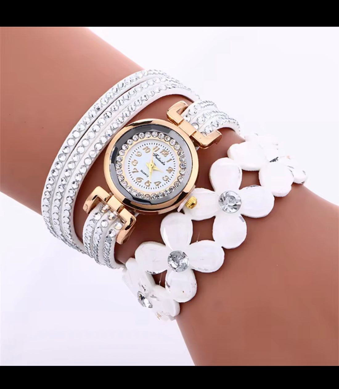 Women's Luxury Rhinestone Flower Bracelet Wrap Watch⁠
