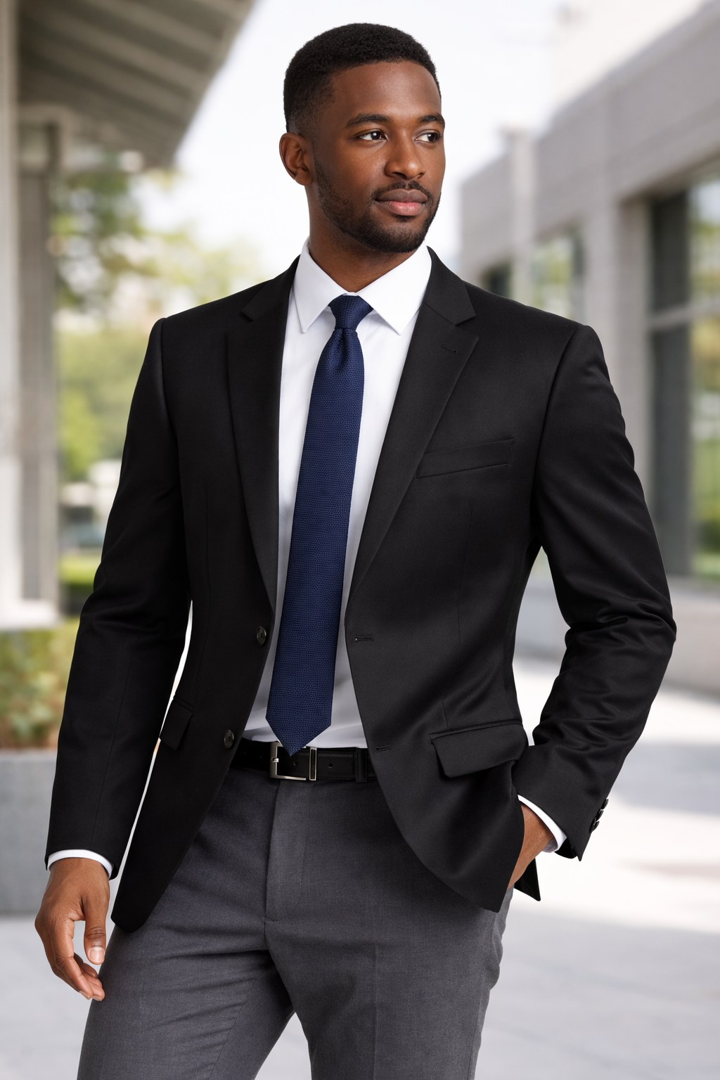 Men’s Black Slim Fit Stretch Suit Jacket – Stafford COOLMAX Blazer (New With Tags)